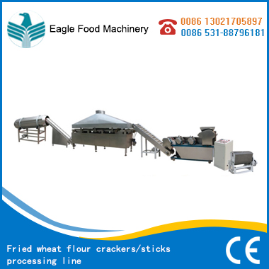 Fried wheat flour crackers/sticks processing line